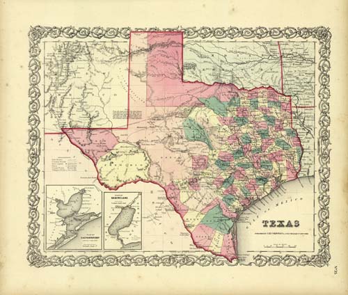 Colton's Map of Texas 1856 - Art Source International