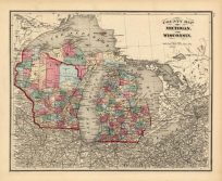 County Map of Michigan and Wisconsin