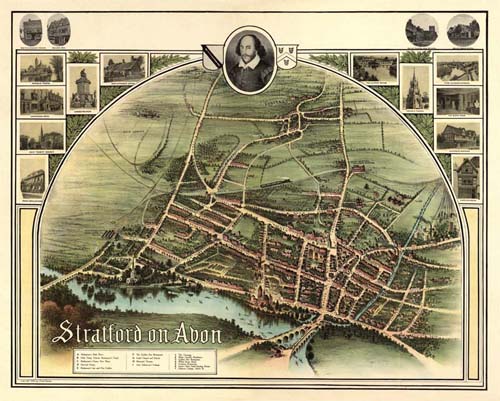Old map of Stratford-on-Avon Old map of Stratford-on-Avon