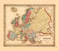 Old map of Europe by Joseph Colton