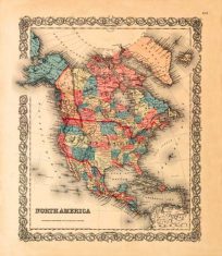 Old map of North America by Joseph Colton