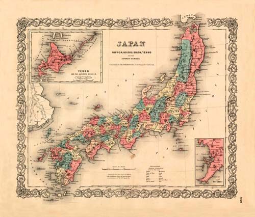 Old map of Japan by Joseph Colton