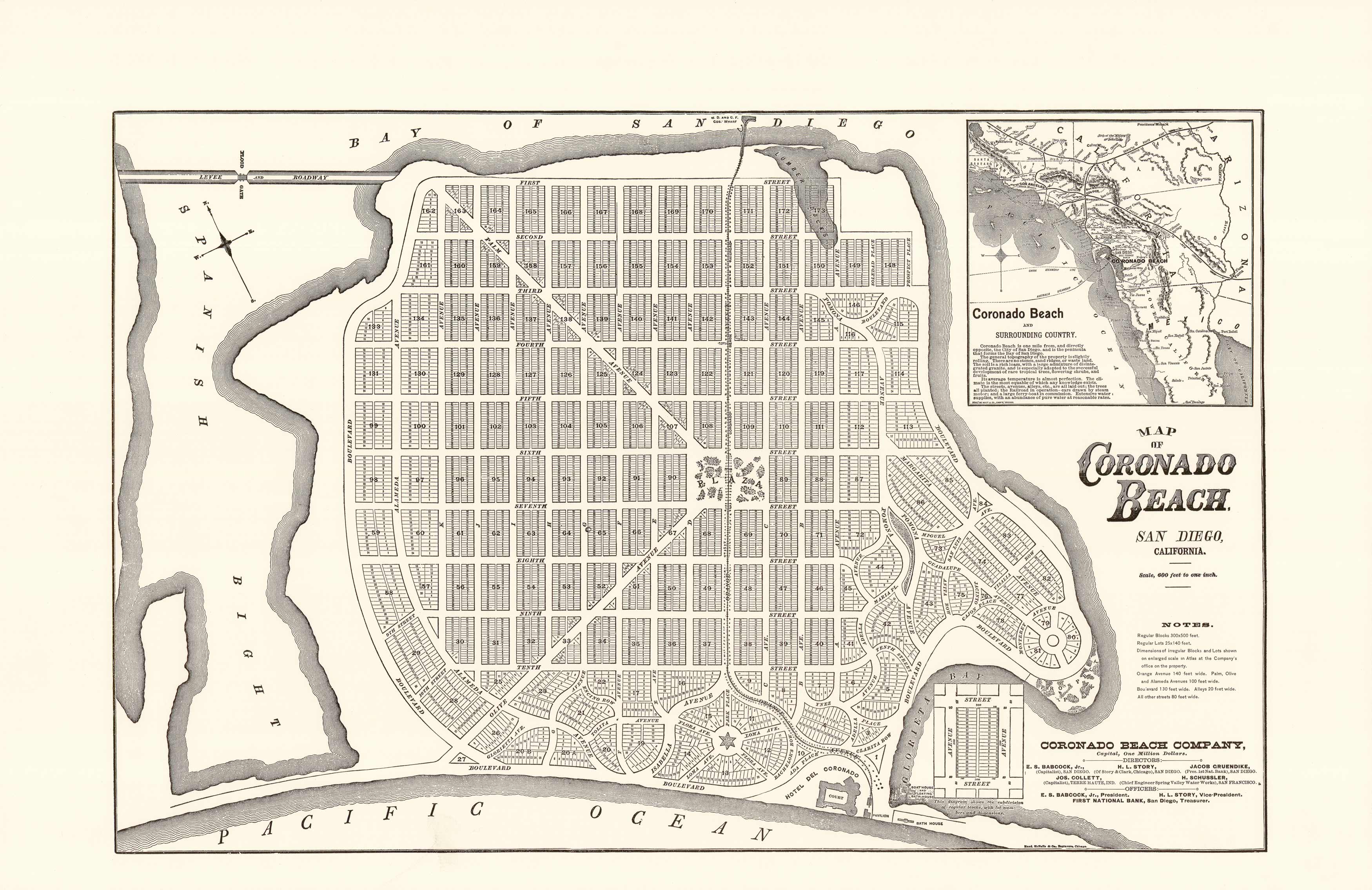 Map of Coronado Beach: 1889