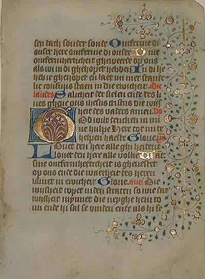 Medieval Book of Hours Leaf Medieval Book of Hours Leaf