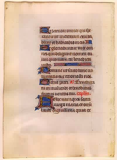 Medieval Book of Hours Leaf - Psalm 5:10-13
