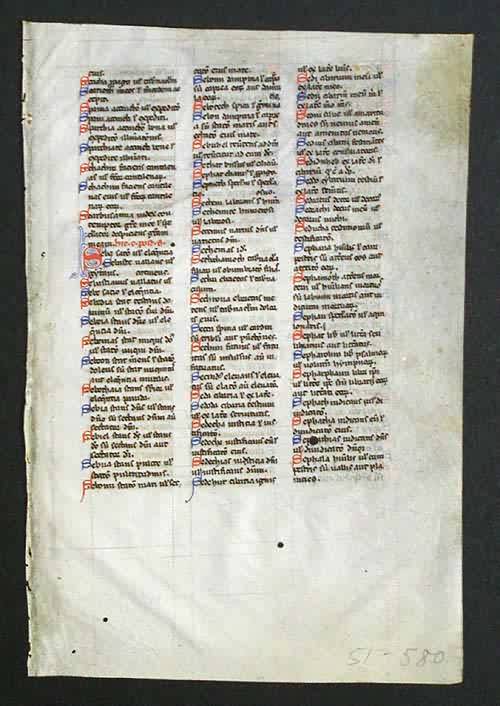 Calligraphic Text -- 13th Century Medieval Bible Leaf