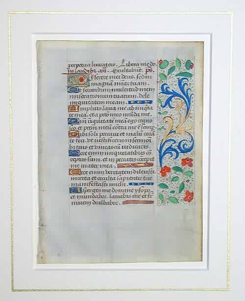 Book of Hours Leaf  Late 1400's  Psalm 50 (KJ 51)