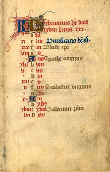 Calendar Leaf from a 15th Century Book of Hours - February Calendar Leaf from a 15th Century Book of Hours - February