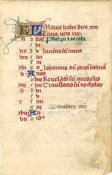 Calendar Leaf  from a 15th Century Book of Hours - May