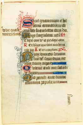 Illuminated Manuscript Leaf from a Medieval Book of Hours Illuminated Manuscript Leaf from a Medieval Book of Hours