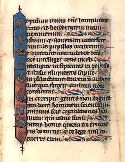 13th Century Medieval Psalter Leaf 13th Century Medieval Psalter Leaf