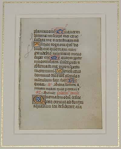 Medieval Book of Hours Leaf Medieval Book of Hours Leaf