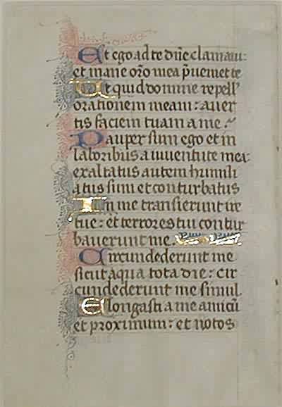 Medieval Book of Hours Leaf Medieval Book of Hours Leaf