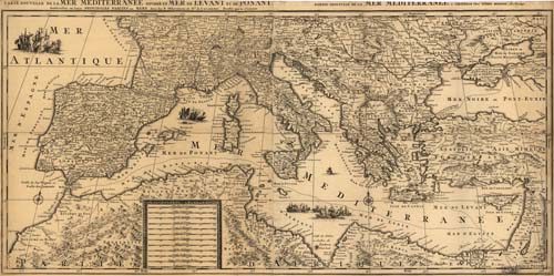 Old map of the Mediterranean