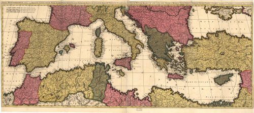 Old map of the Mediterranean