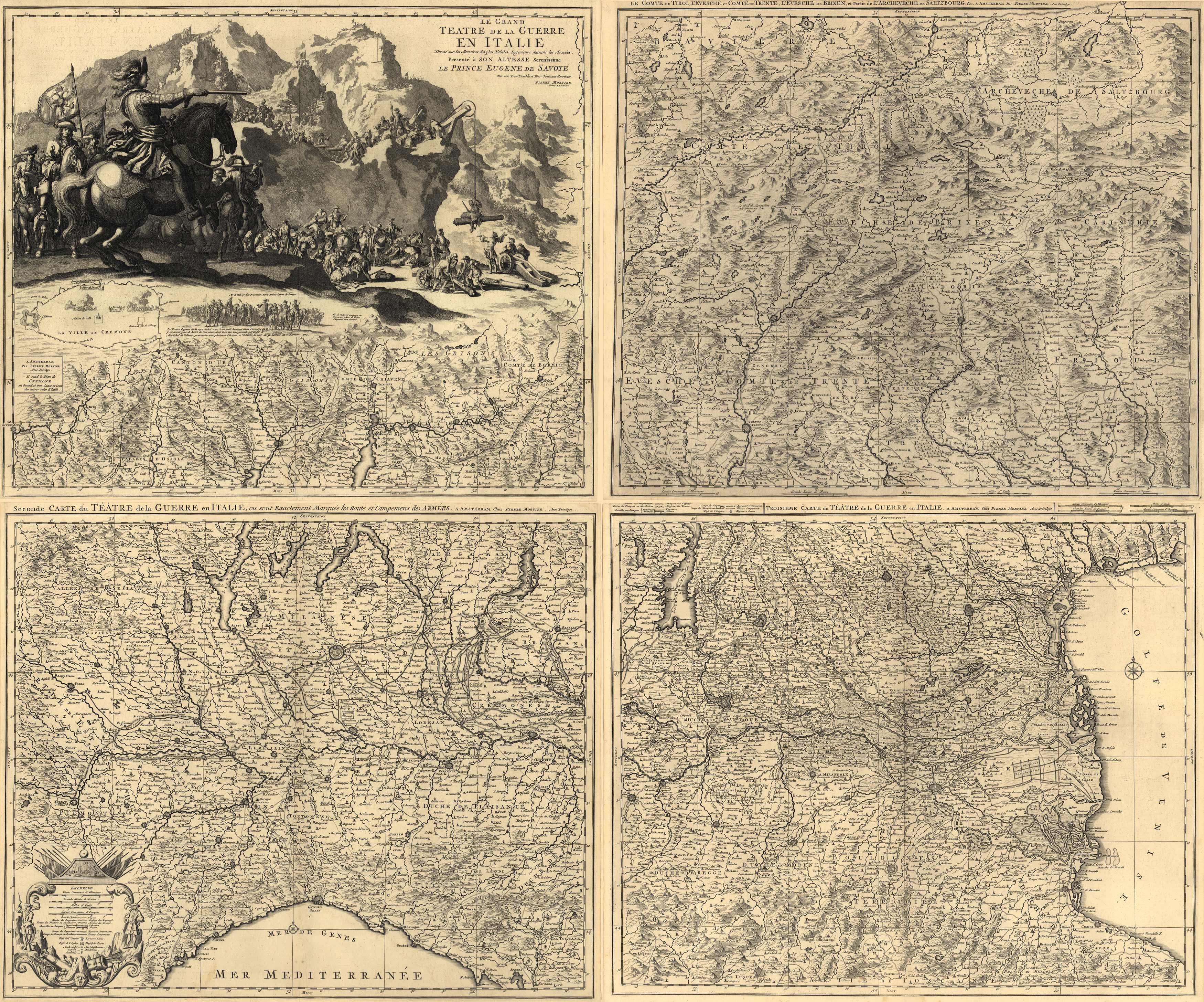 Old map of Northern Italy