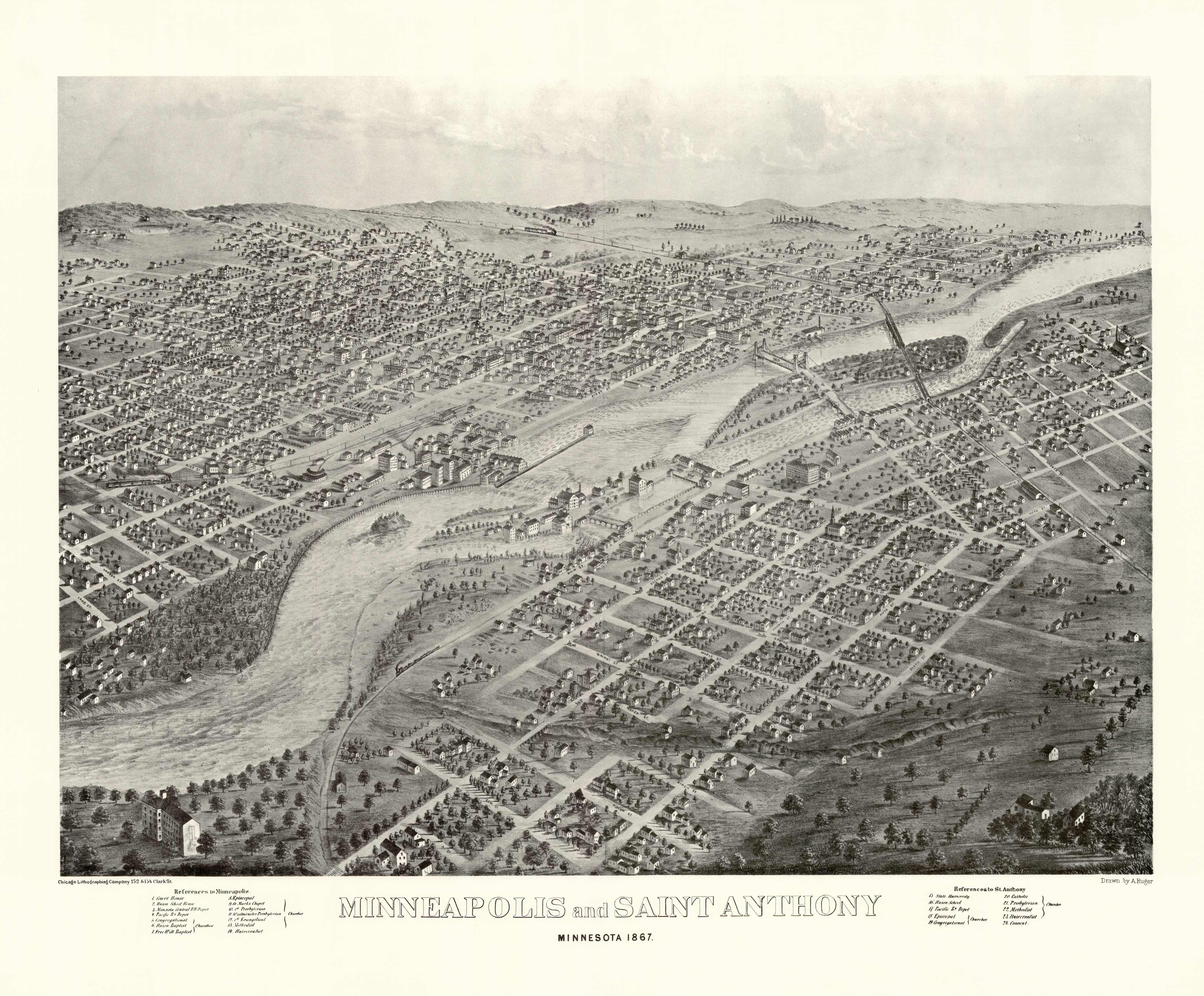 Minneapolis and Saint Anthony - 1867