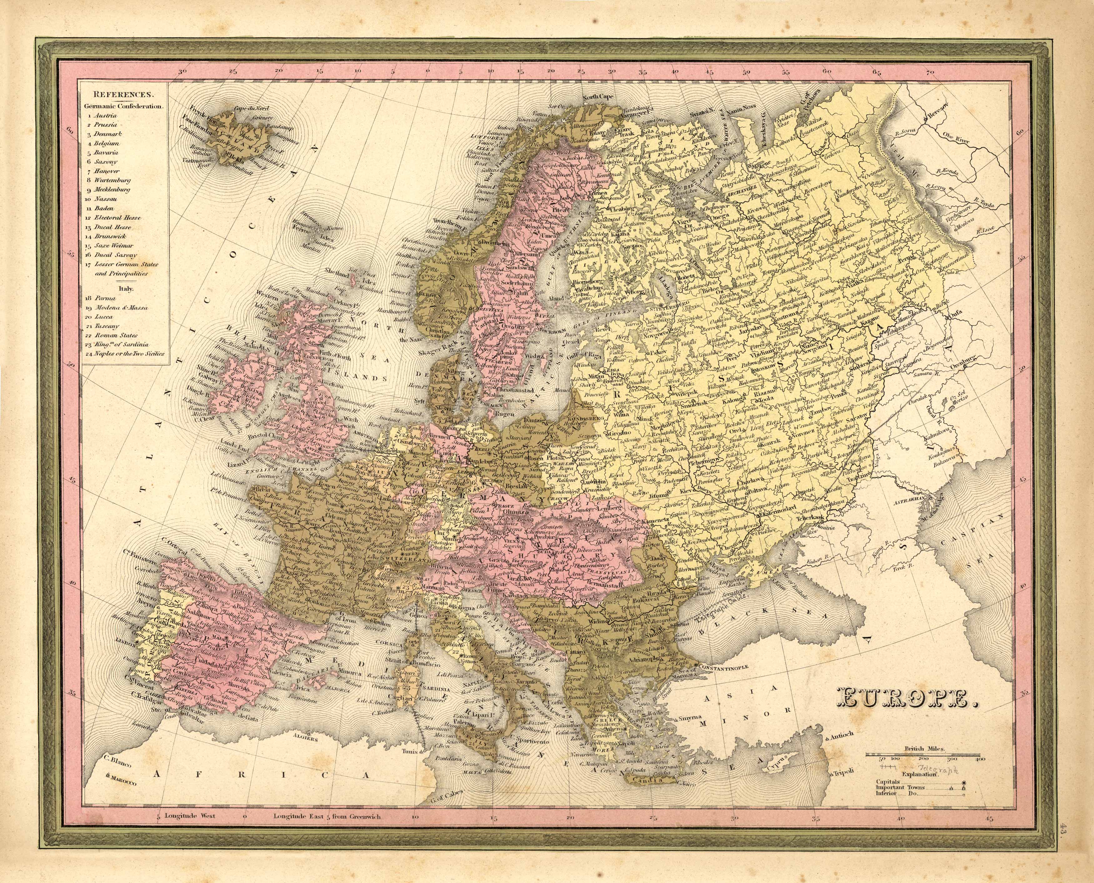 Mitchell’s 1846 Map of Europe - Art Source International