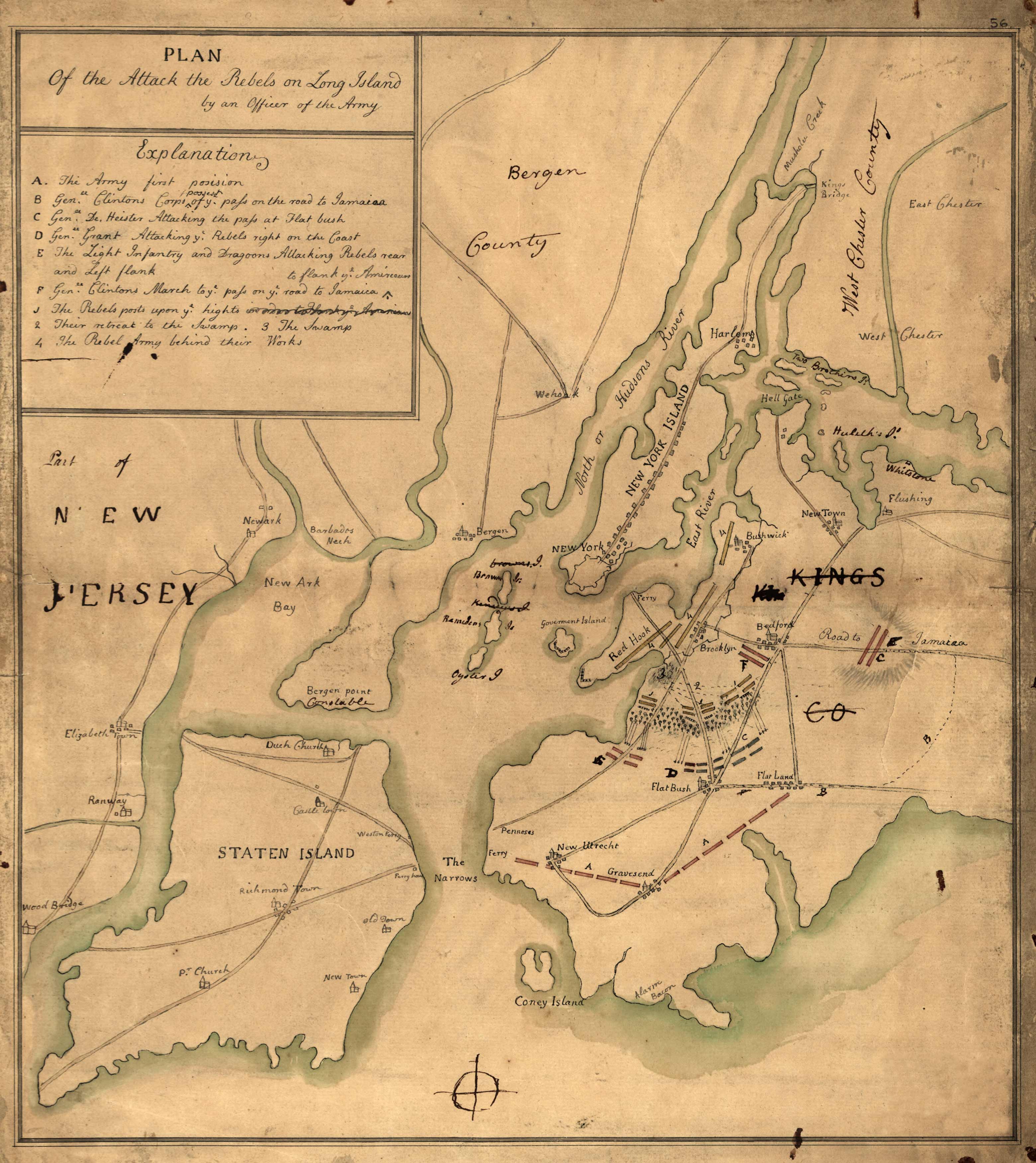 Plan of the Attack of the Rebels on long Island