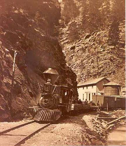 Train Going Through Clear Creek Canyon