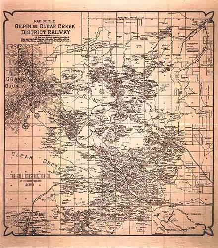 Map of the Gilpin and Clear Creek District Railway