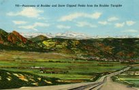 Panorama of Boulder and Snow Capped Peaks from the Boulder Turnpike