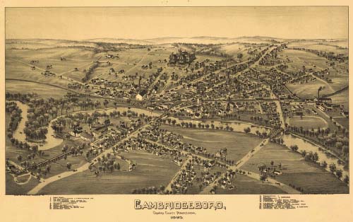 Bird's-eye View of Cambridge Springs, Pennsylvania, 1895 - Art Source ...