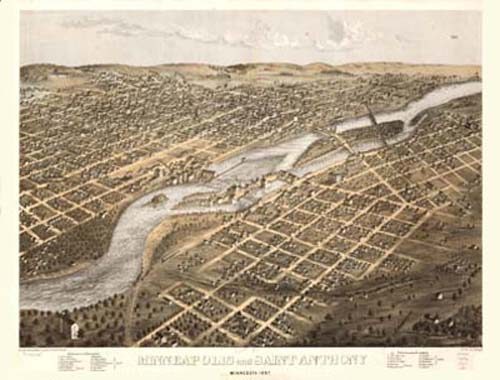 Bird's-eye View of Minneapolis and St. Anthony(Falls)