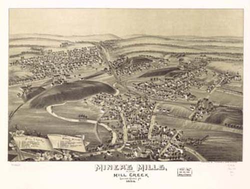 Bird's-eye View of Wilkes-Barre(Miners Mills and Mill Creek)