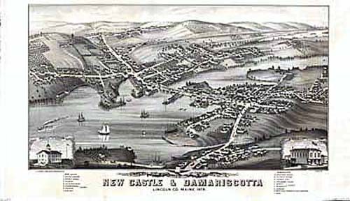 Bird's-eye View of Newcastle and Damariscotta