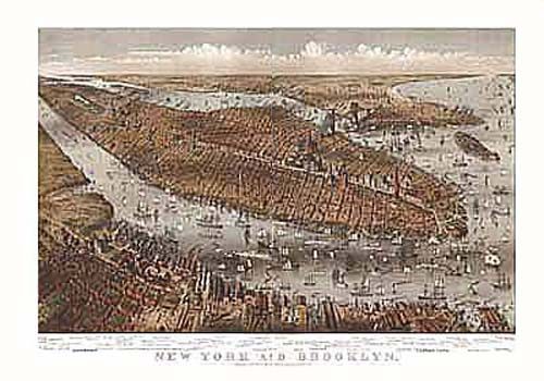 Bird's-eye View of New York City and Brooklyn