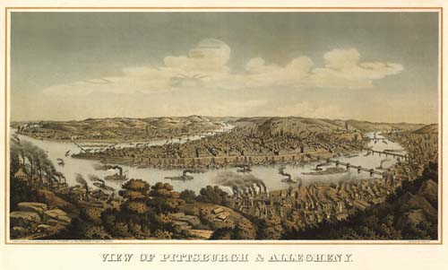 Bird's-eye View of Pittsburgh and Allegheny