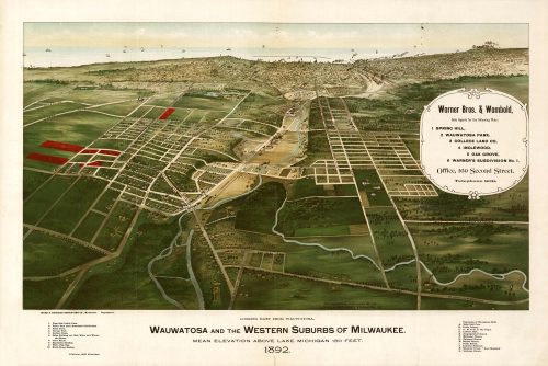 Bird's-eye View of Milwaukee and Wauwatosa