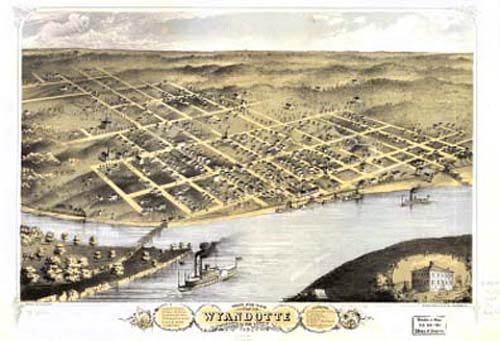 Bird's-eye View of Kansas City(Wyandotte)