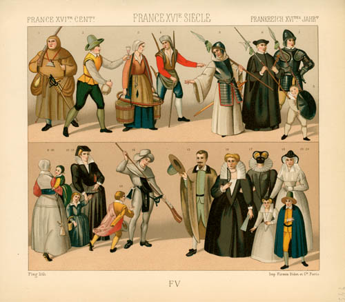 France - 16th Century - Religious and Military Clothing - Middle-Class Militiamans Humble Folk