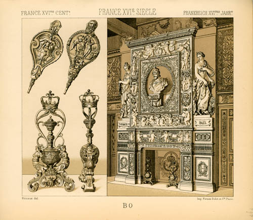 France - 16th Century - Chimney Fire-Dogs and Bellows France - 16th Century - Chimney Fire-Dogs and Bellows