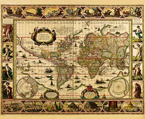 Old World Map by Willem Blaeu in 1635 - Art Source International