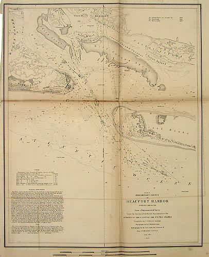 Carte marine de 1889 du port de Beaufort en Caroline du Nord