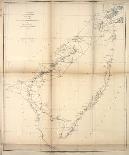 U.S. Coast Survey Sketch B No. 3 Triangulation & Geographical Positions in Section No. II From New York City to Cape Henlopen