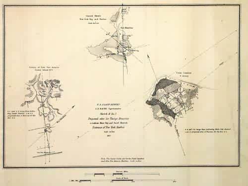 U.S. Coast Survey Sketch b No. 5 Proposed Sites for Range Beacons to Indicate Main Ship and Swash Channels Entrance of New York Harbor