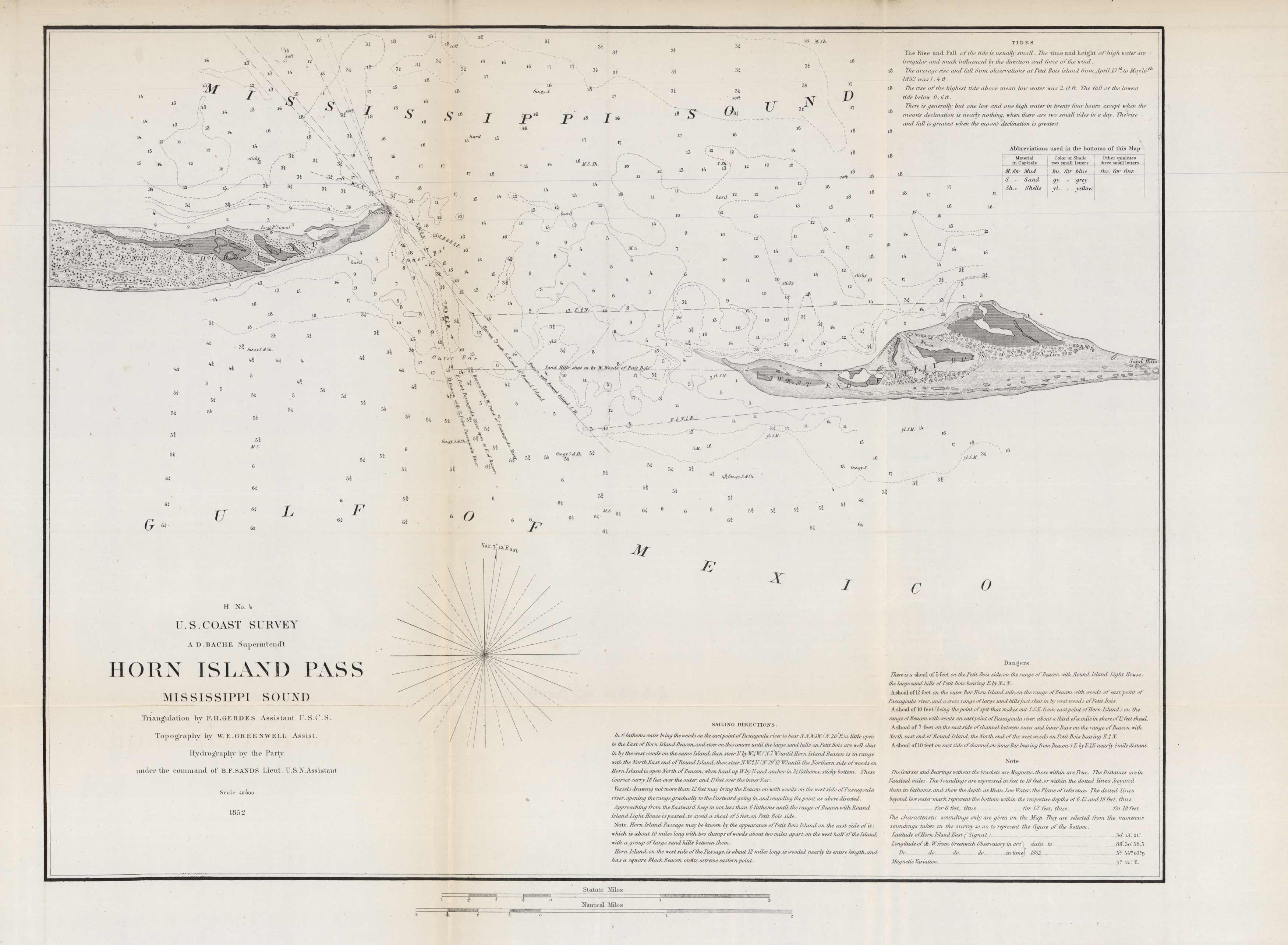 U.S. Coast Survey Horn Island Pass Mississippi Sound