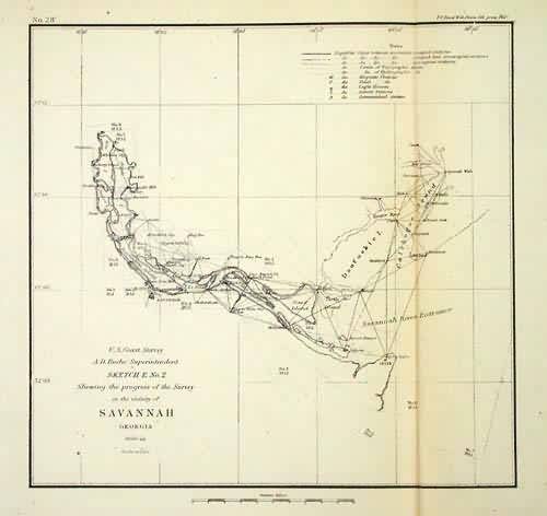 U.S. Coast Survey Sketch E No. 2 Showing the Progress of the Survey in the Vicinity of Savannah Georgia