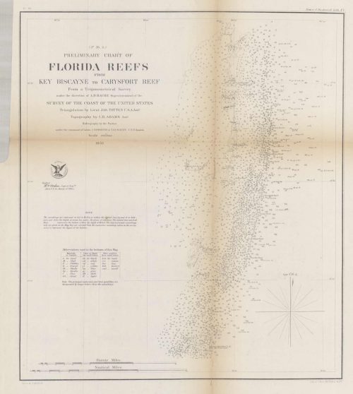 U.S. Coast Survey Preliminary Chart of Florida Reefs from Key Biscayne to Carysfort Reef