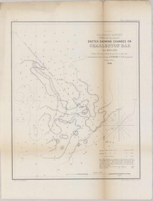 U.S. Coast Survey - Sketch Showing Changes on Charleston Bar from 1850 to 1855