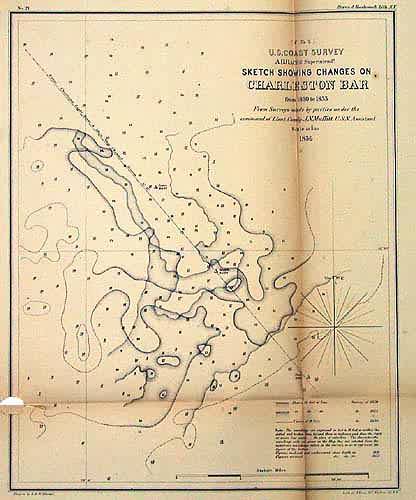 U.S. Coast Survey Sketch Showing Changes on Charleston Bar