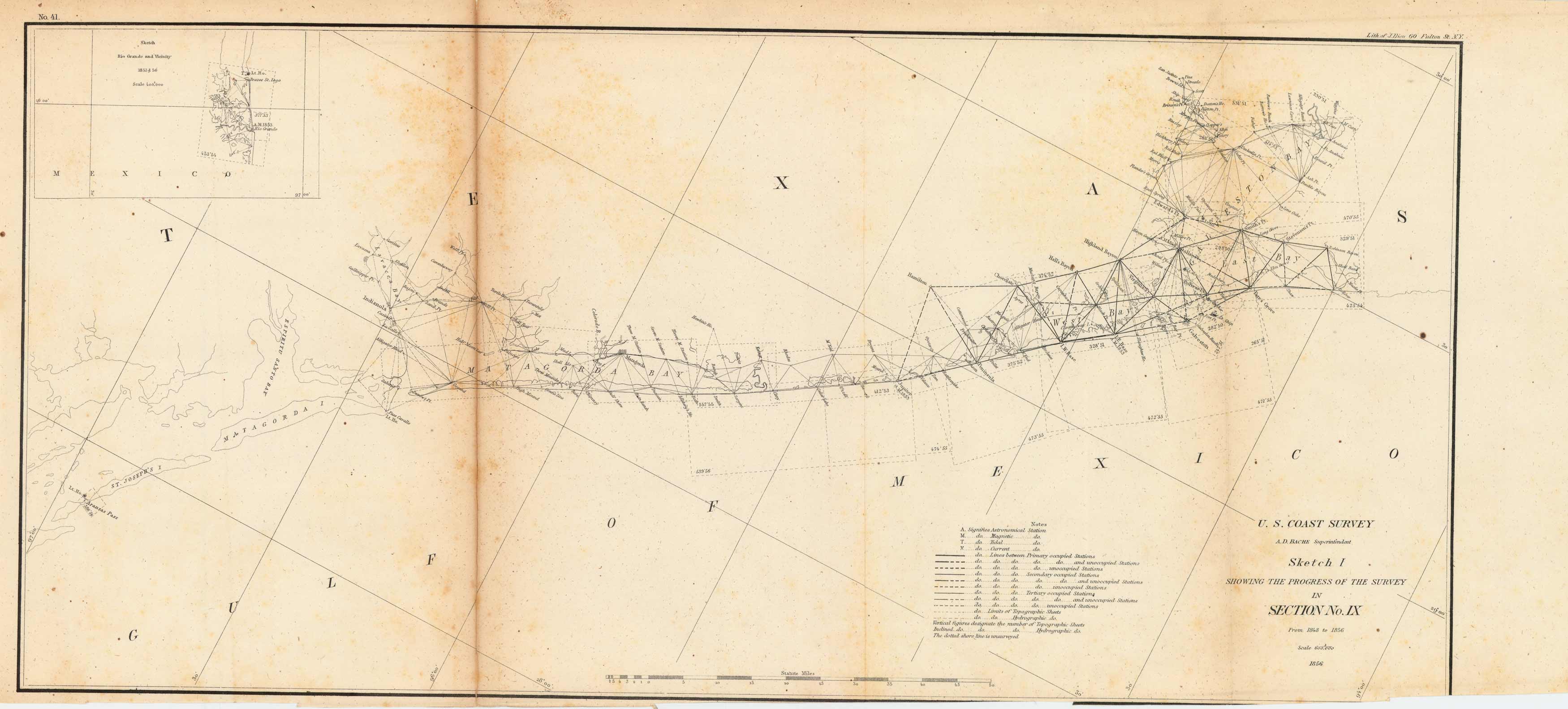 Antique Coastal Survey- Aransas Pass to Galveston Bay