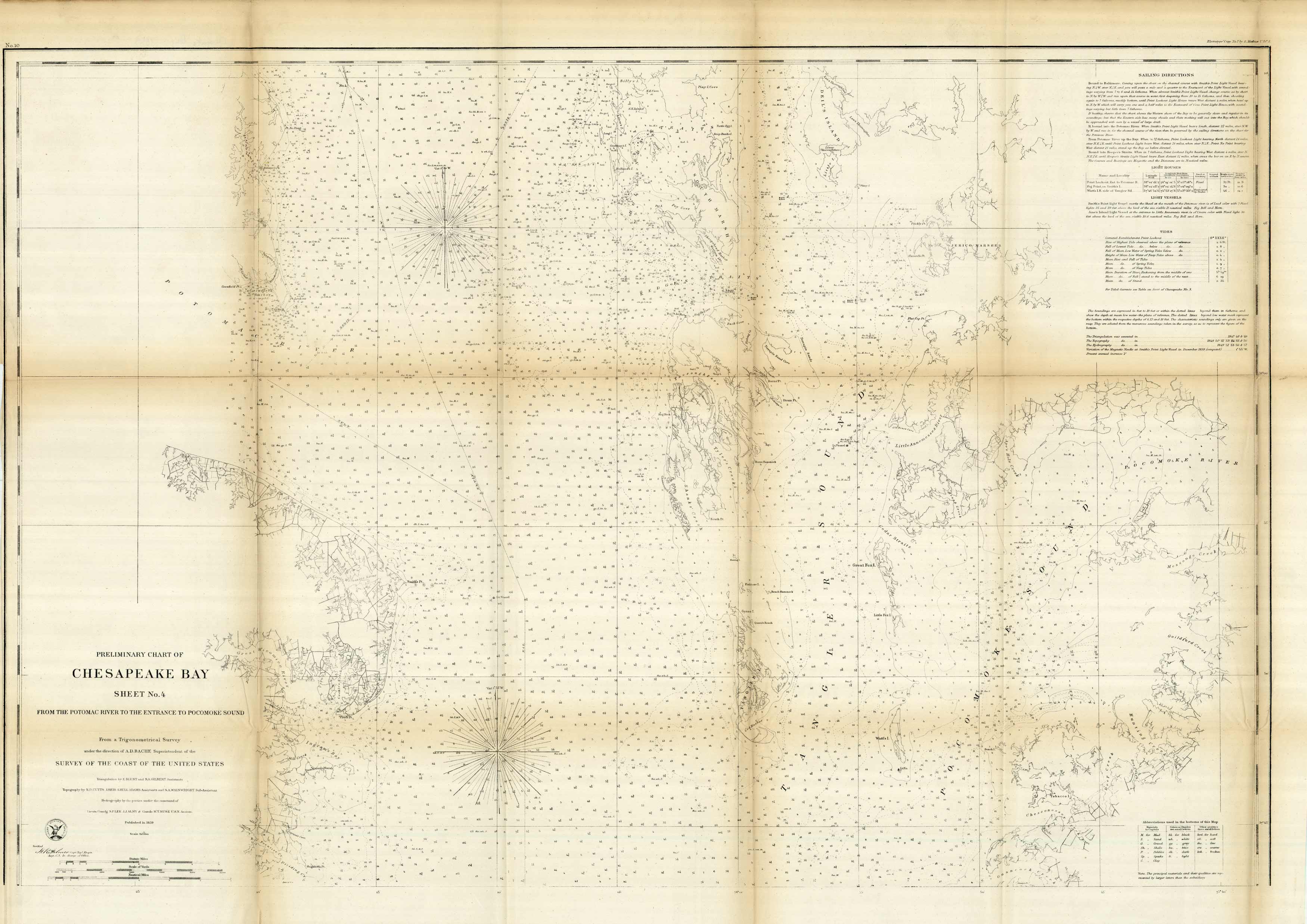 Preliminary Chart of Chesapeake Bay - Sheet No. 4 - From the Potomac River to the Entrance to Pocomoke Sound - 1859 Preliminary Chart of Chesapeake Bay - Sheet No. 4 - From the Potomac River to the Entrance to Pocomoke Sound - 1859