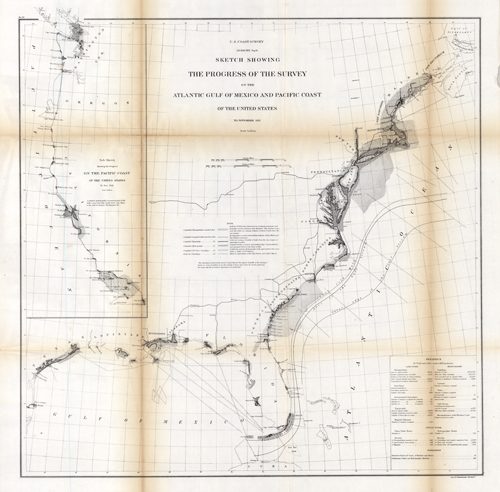 Sketch Showing the Progress of the Survey on the Atlantic Gulf of Mexico and Pacific Coast