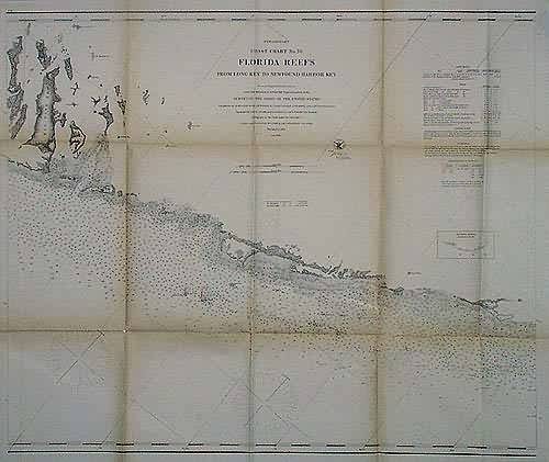 U.S. Coast Survey Prelininary Coast Chart Florida Reefs from Long Key to Newfound Harbor Key