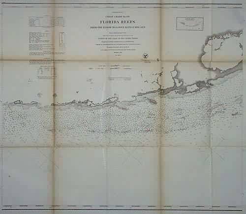 U.S. Coast Survey Prelininary Coast Chart Florida Reefs from the Elbow to Lower Matecumbe Key